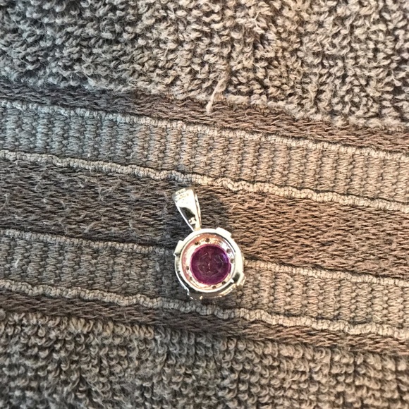 NEW Sterling 925 CZ and pink stone pendant - Picture 5 of 6